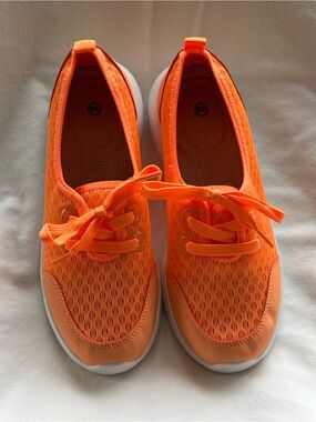 Women’s Lightweight Orange Mesh Slip-On Sneakers